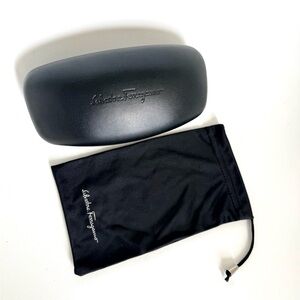 NEW Salvatore Ferragamo Black Eyewear Case with Matching Soft Pouch
